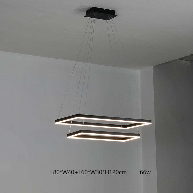 Arisha Suspension Rectangulaire Nordique, Métal/Acrylique, Noir, Chambre à Coucher/Salon - Neutralighting