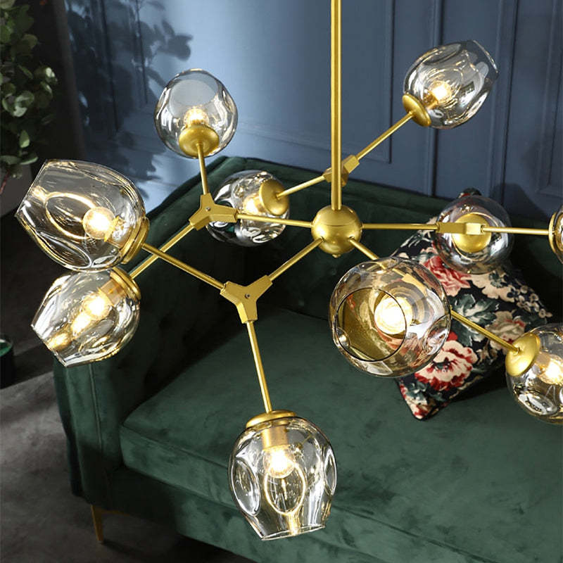 Valentina Suspension Multi Retro, Metal/Verre, Noir/Or, Chambre - Neutralighting
