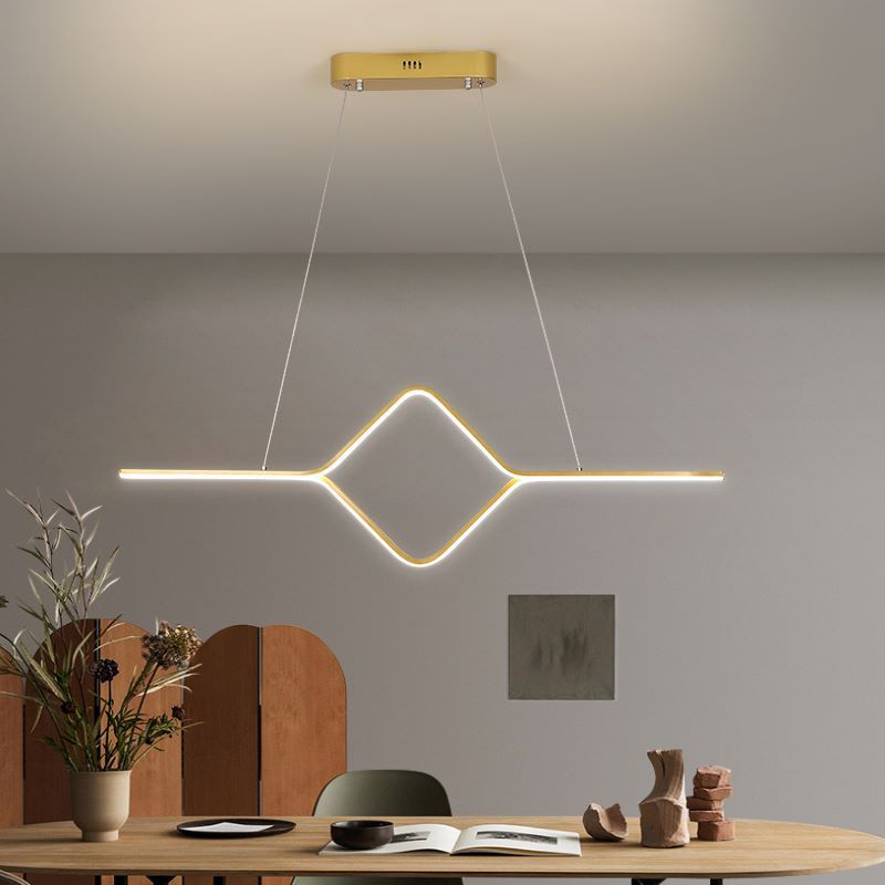 Arisha Suspension Linéaire Simple et Moderne, Métal/ Acrylique, Noir/Or, Salle à Manger - Neutralighting