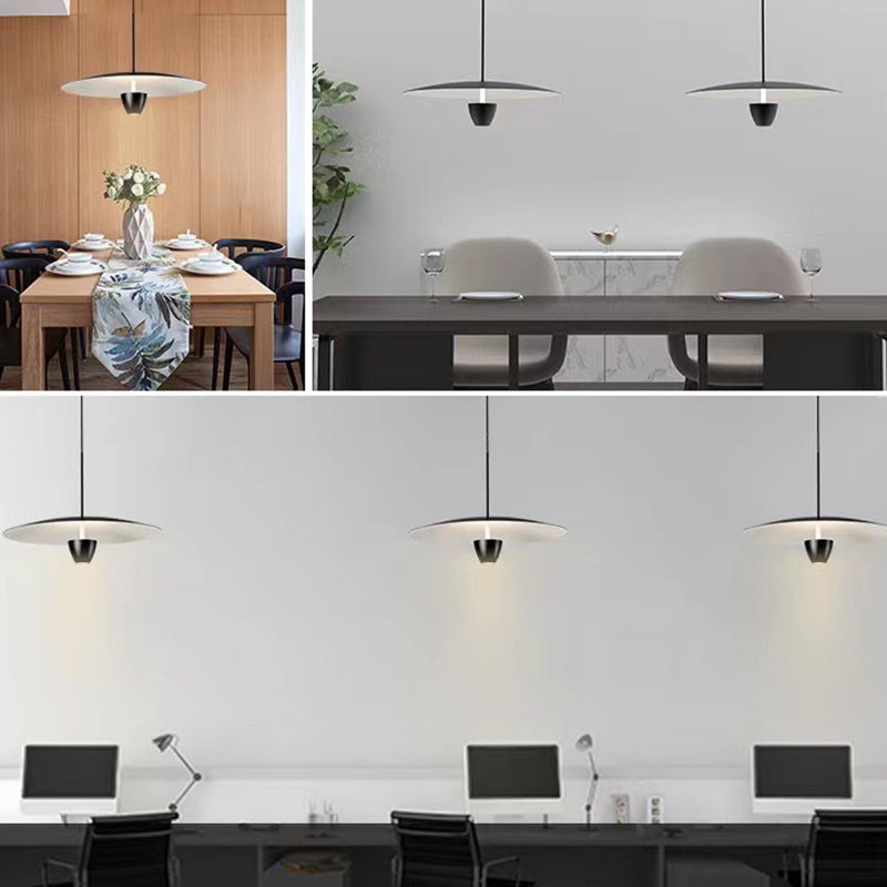Arisha Suspension Ronde LED Minimaliste, Métal, Noir, Salon - Neutralighting