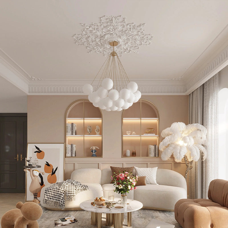 Valentina Lustre Globe Modenre, Fer/Verre, Noir/Blanc, Salon - Neutralighting