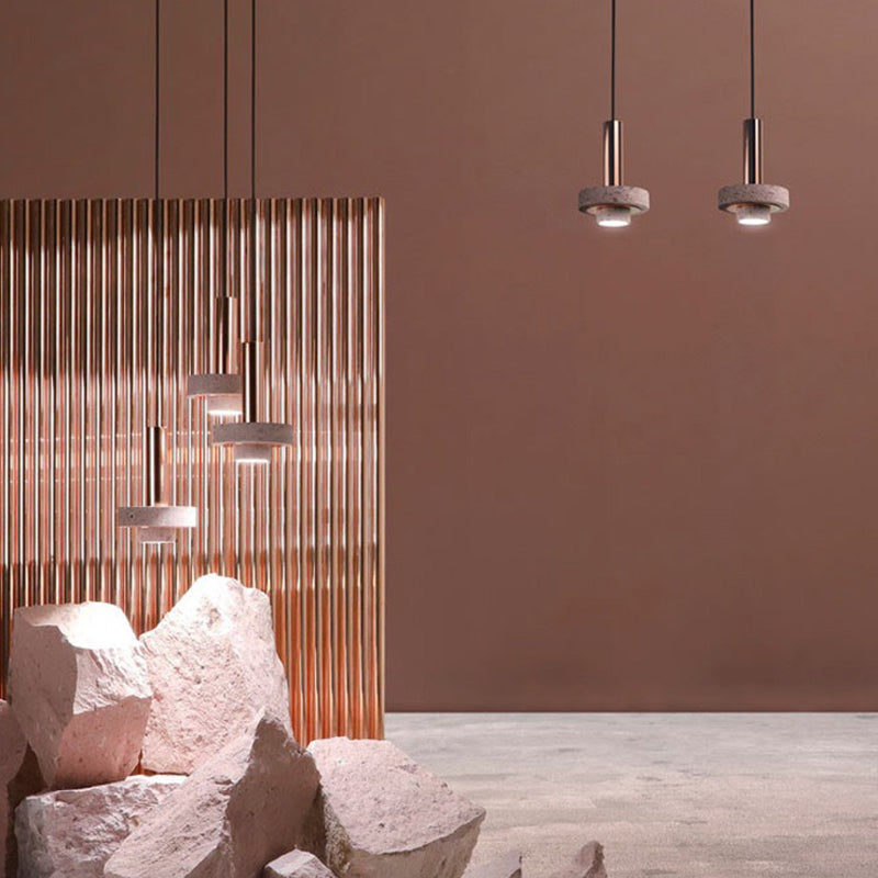 Aelith Suspension Cylindre Moderne Métal/Pierre Salle à Manger