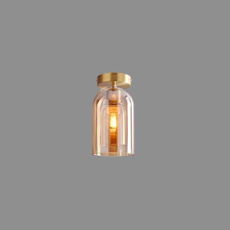 Arisha Plafonnier Cylindre Moderne, Cuivre/Verre, Cognac/Gris Fumé, Salon - Neutralighting