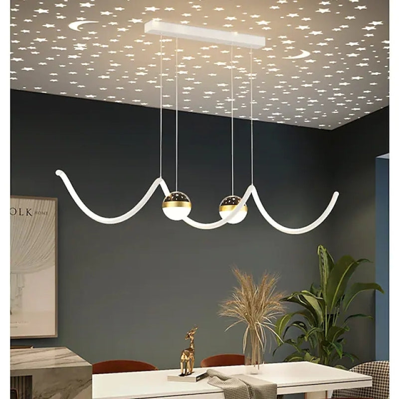 Arisha Suspension Linéaire Nordique, Métal/Acrylique, Noir/Blanc/Doré, Salon - Neutralighting