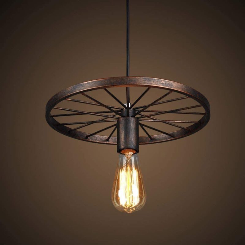 Silva Suspension Ronde Rétro, Métal, Noir/Rouille, Chambre à Coucher/Salon - Neutralighting