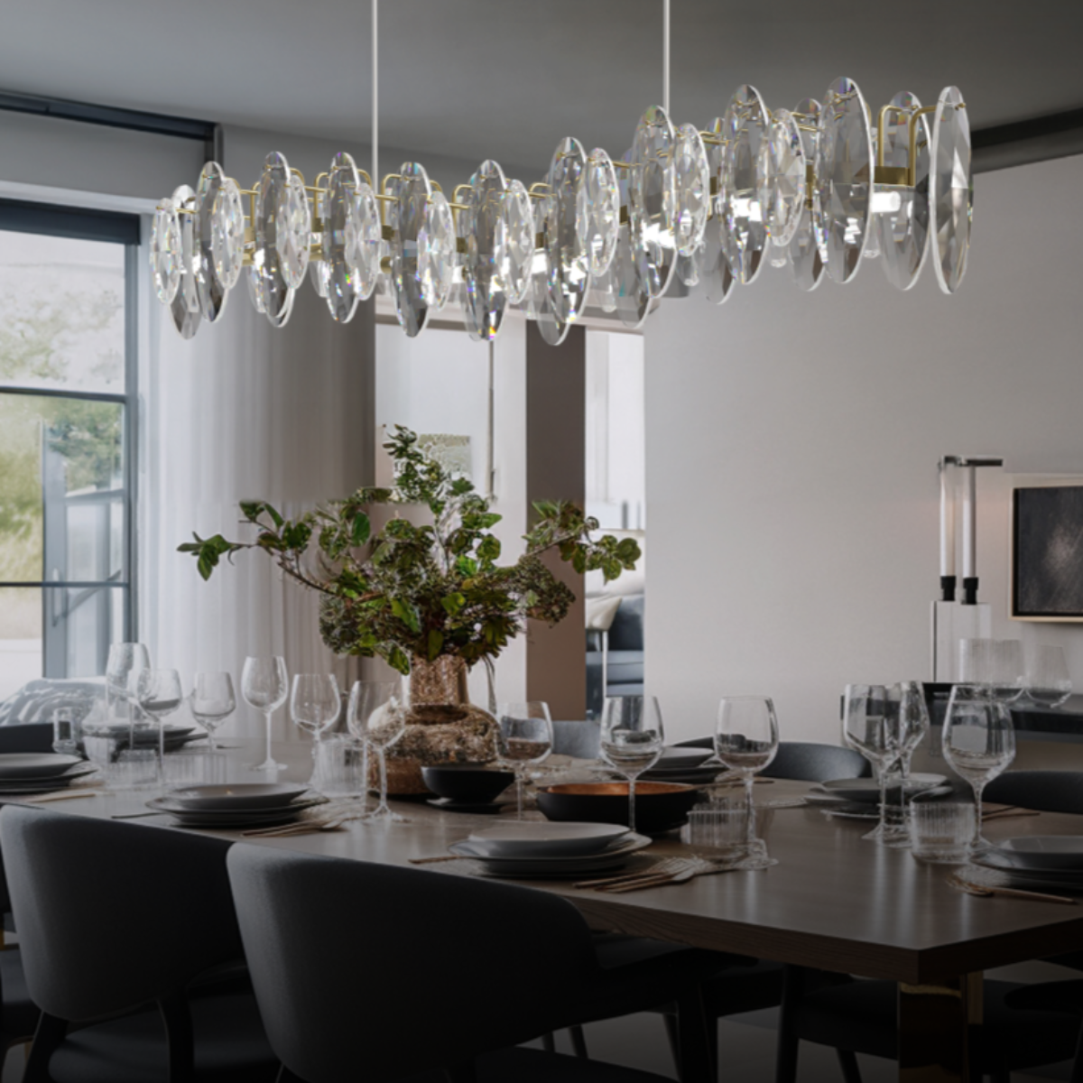 Kristy Lustre LED Moderne Verre/Métal Doré Pour Chambre/Salon