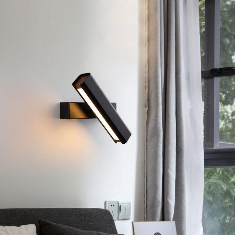 Arisha Applique Murale Rotatif Rectangulaire Simple, Métal, Noir/Blanc, Salon - Neutralighting