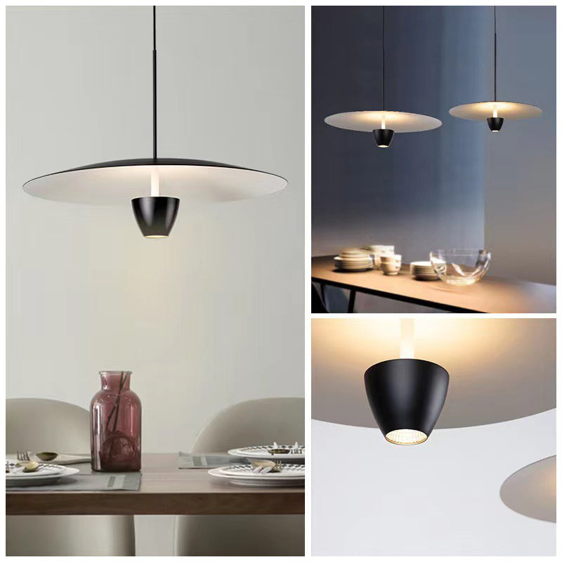 Arisha Suspension Ronde LED Minimaliste, Métal, Noir, Salon - Neutralighting