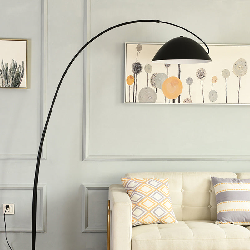 Arisha Lampadaire Canne à Pêche Simple, Métal, Noir, Salon - Neutralighting