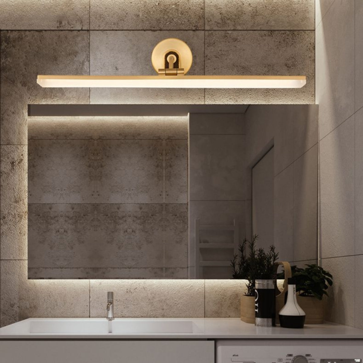 Arisha Applique Murale Linéaire Moderne, Métal/Acrylique, Noir/Laiton, Salle de Bain - Neutralighting