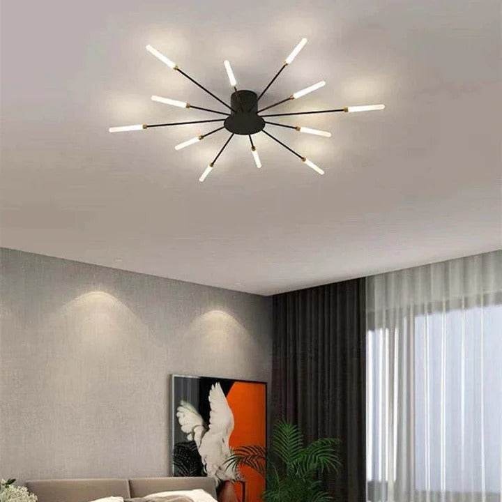 Wesley Plafonnier Fireworks Design Artistique Noir/Doré - Neutralighting