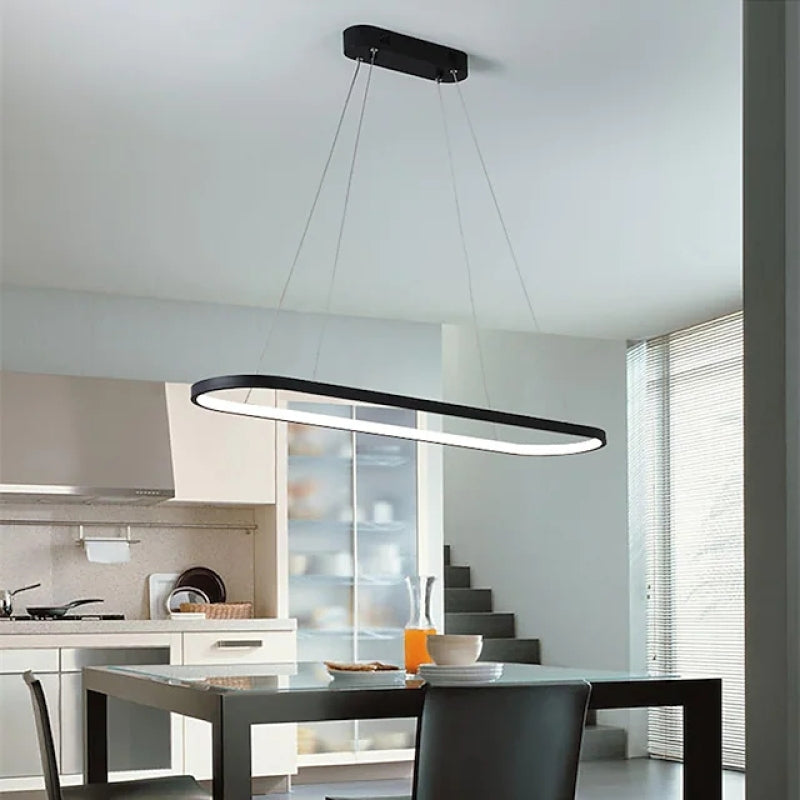 Arisha Suspension Ovale Moderne, Métal/Gel de Silice, Blanc/Noir/Or, Bar - Neutralighting