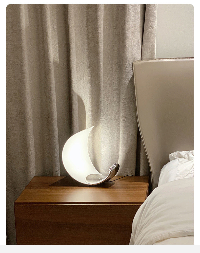 Aria Lampe de Table Lune Moderne, Métal/Acrylique, Blanc, Salon