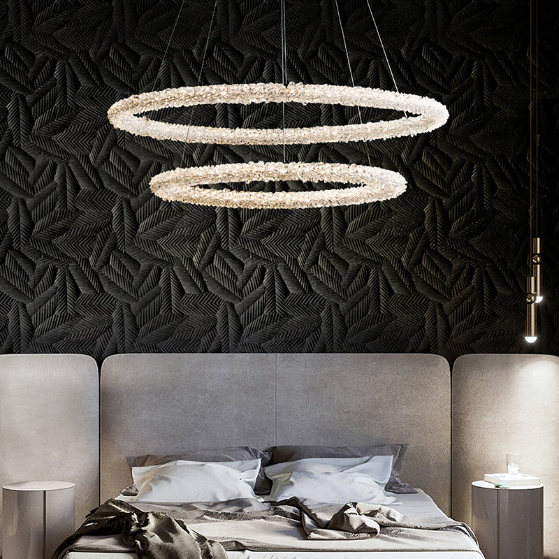 Kristy Suspension Anneau Minimaliste, Metal/Cristal, Blanc, Chambre - Neutralighting