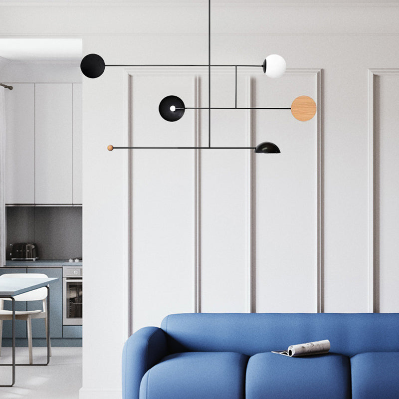 Arisha Minimaliste Suspension LED Ronde, Métal, Noir, Salon/Salle à Manger - Neutralighting