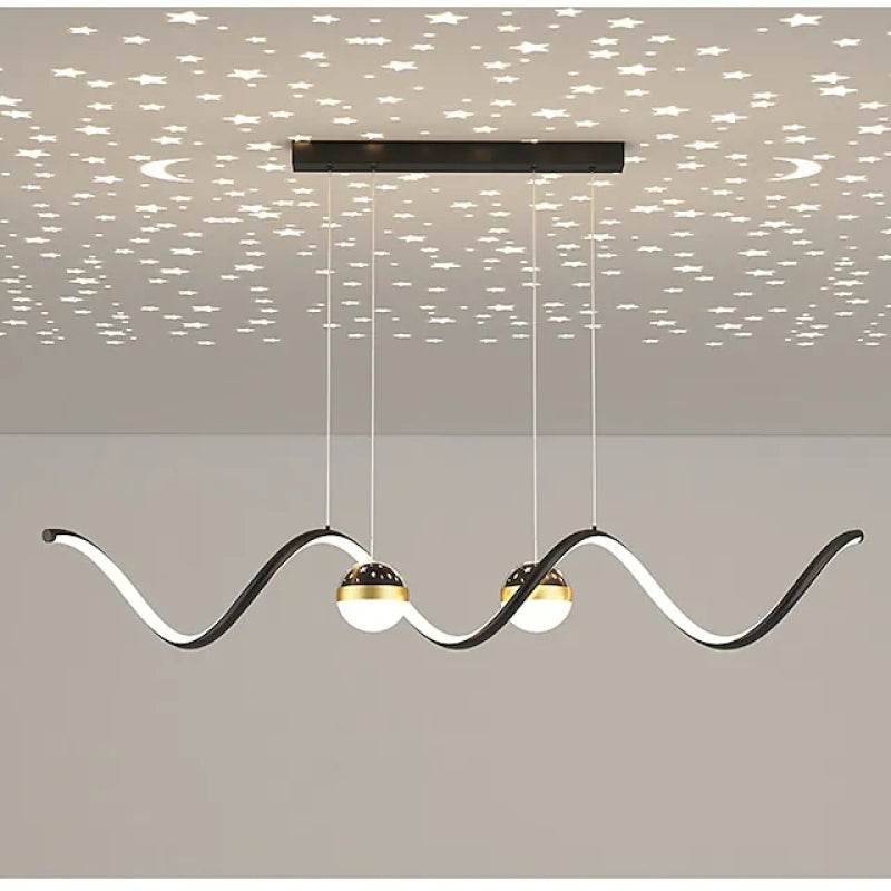 Arisha Suspension Linéaire Nordique, Métal/Acrylique, Noir/Blanc/Doré, Salon - Neutralighting
