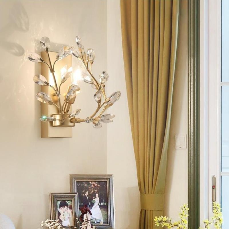 Ray Applique Murale Branche Vintage, Métal/Cristal, Noir/Doré, Salon - Neutralighting