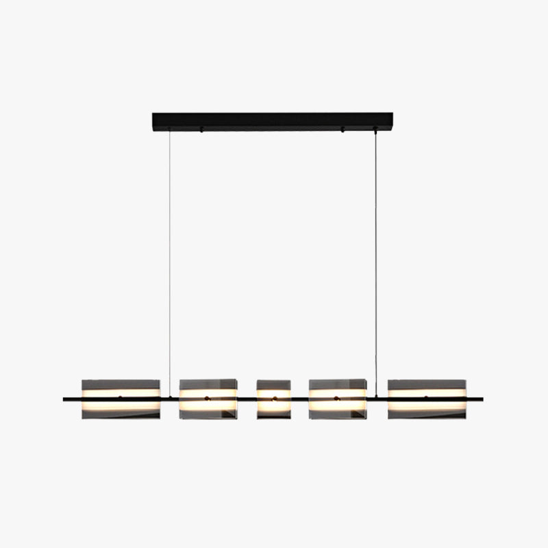 Arisha épuré et élégant Suspension Rectangulaire Moderne Noir Métal Salle à manger - Neutralighting