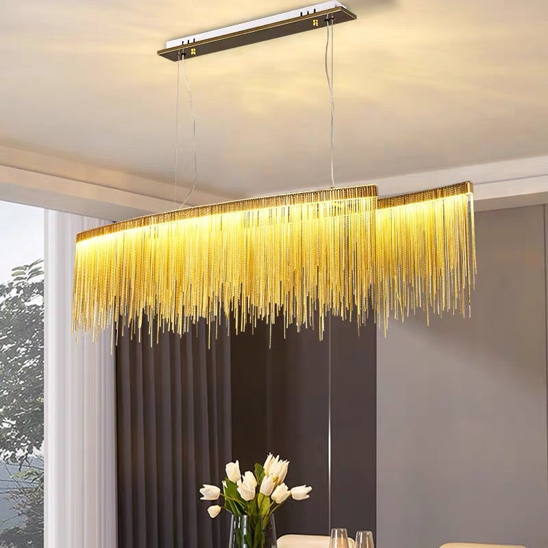 Arisha Suspension Linéaire Luxueux, Acrylique/Metal, Doré/Chrome, Chambre - Neutralighting