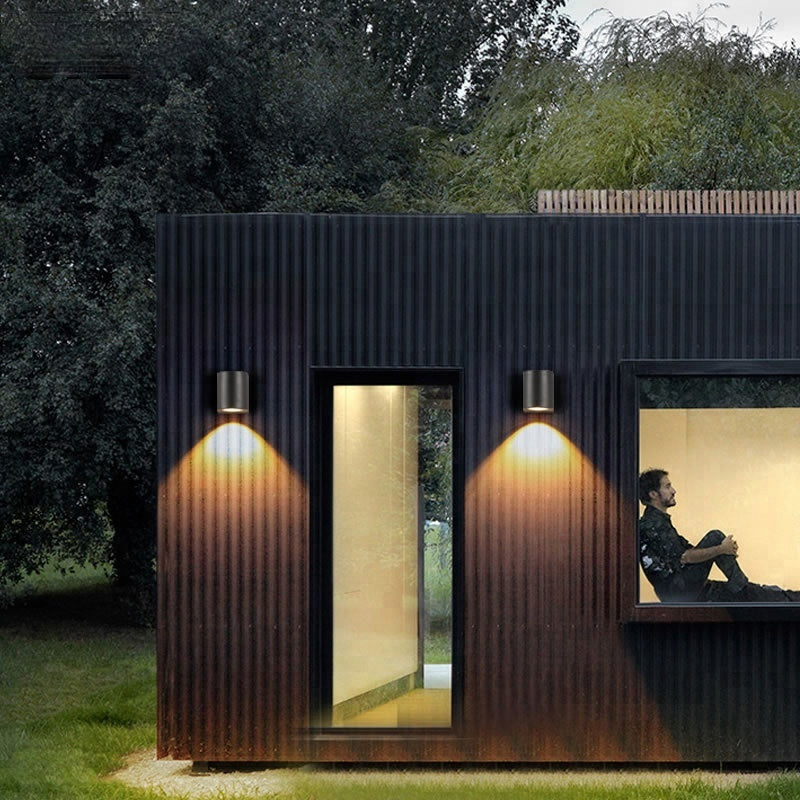 Tavon Applique Murale Carré/Tour Minimaliste. Métal/Verre. Noir. Jardin - Neutralighting