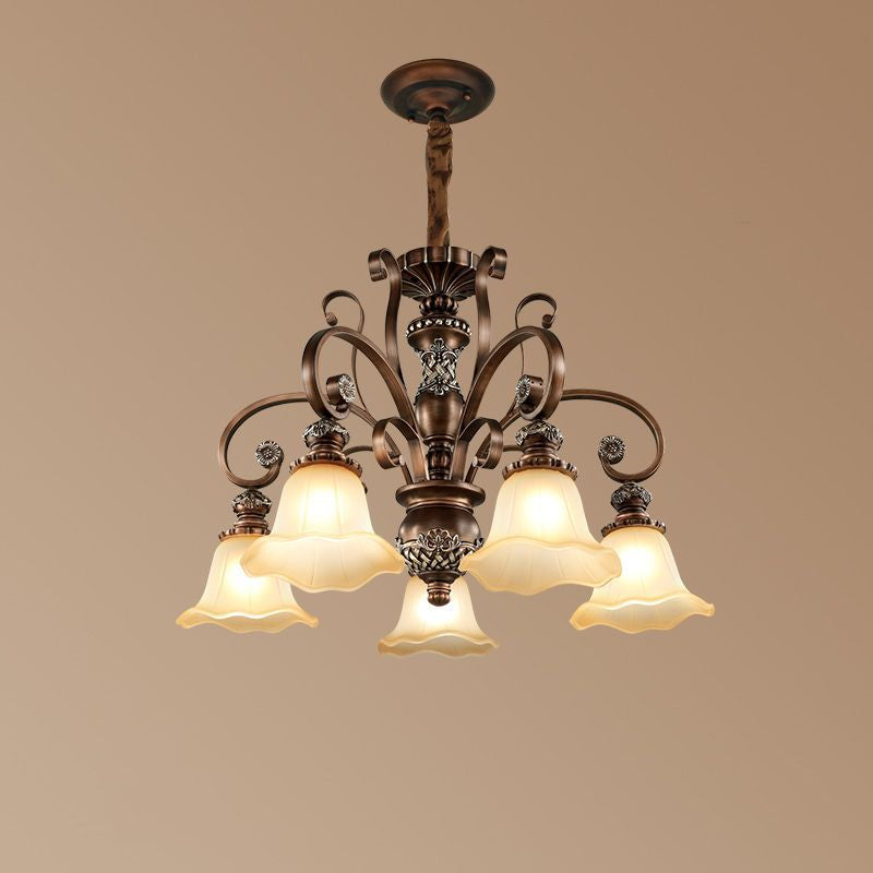 Arisha Rétro Fleur Suspension Métal Verre Salon Chambre à Coucher - Neutralighting