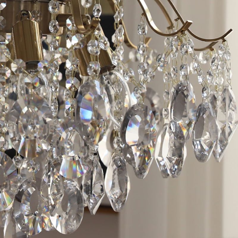 Kristy Lustre Rétro en Cristal Verre Métal Salon