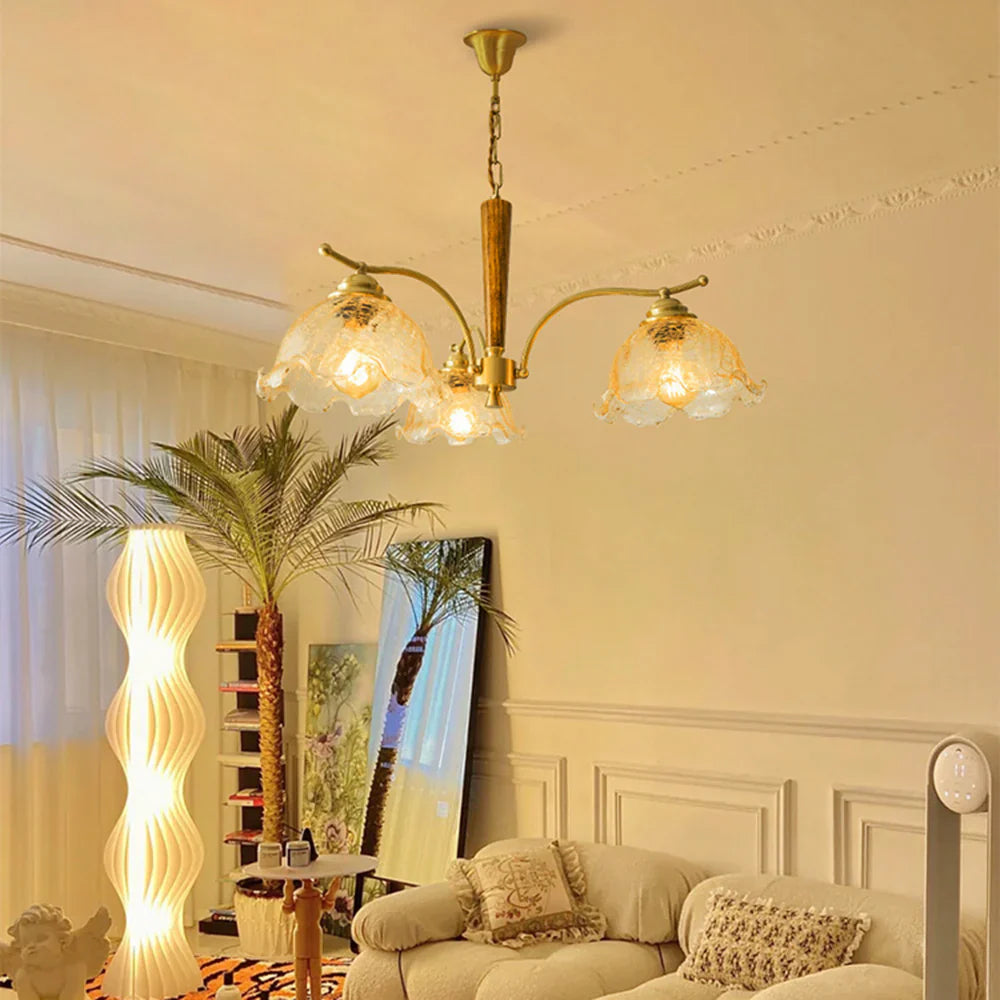 Arisha Retro LED Métal Bois Lustre Chambre à Coucher/ Salon