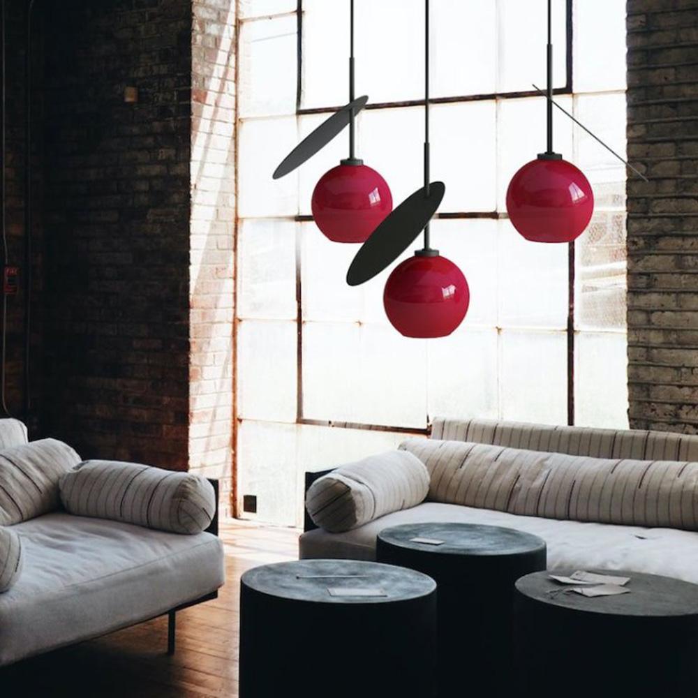 Valentina Suspension Cerise Design LED Métal/Verre Rouge/Noir/Blanc/Or Salon/Chambre - Neutralighting