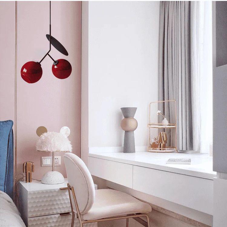 Valentina Suspension Cerise Design LED Métal/Verre Rouge/Noir/Blanc/Or Salon/Chambre - Neutralighting