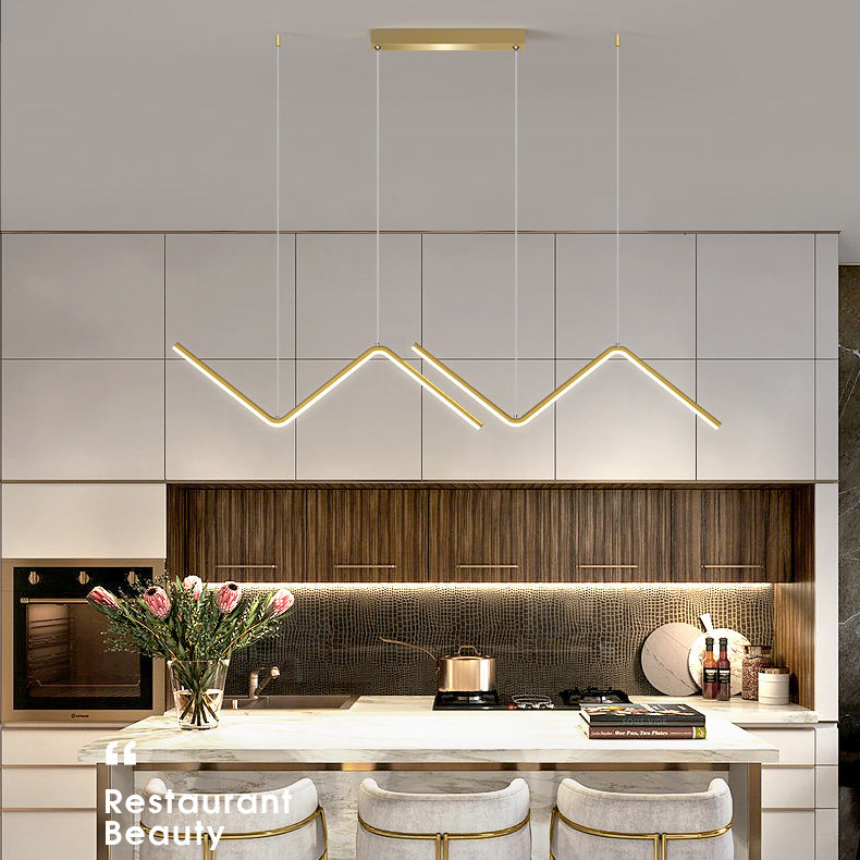 Arisha Lampe Suspendue Lustre LED Moderne, Métal, Noir/Or, Cuisine - Neutralighting