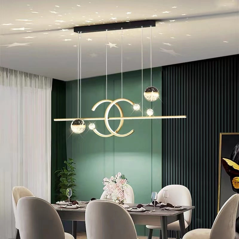 Arisha Suspension Linéaire Moderne Noir/Doré, Salon - Neutralighting