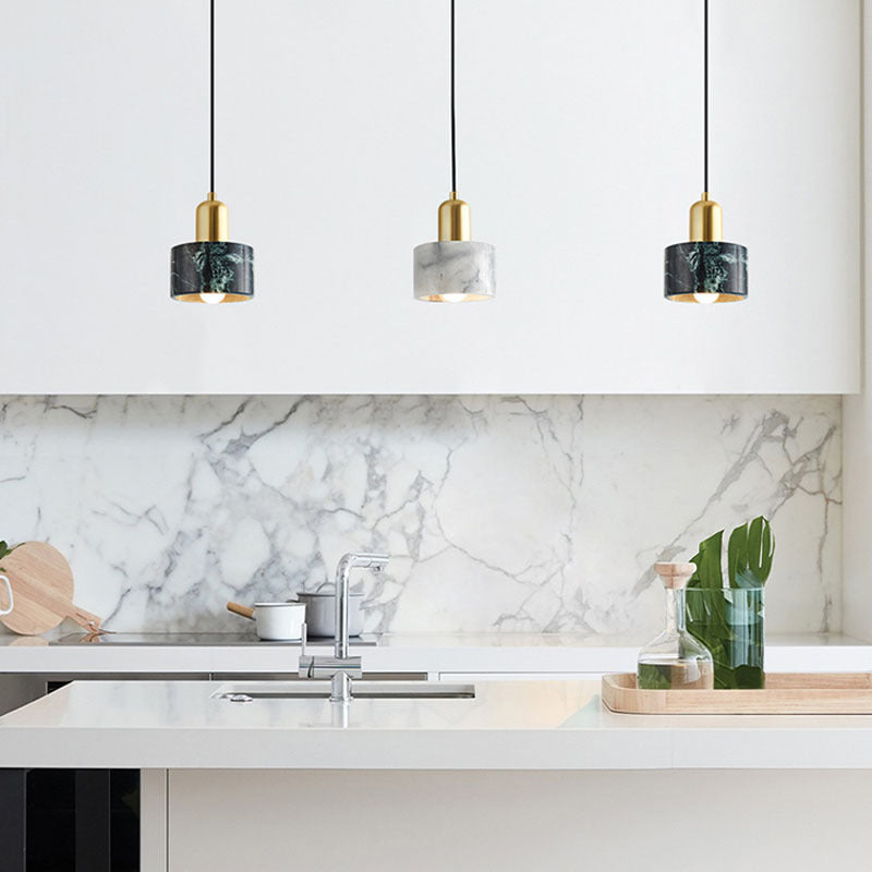 Arisha Suspension Cylindre Contemporaine, Acrylique/Metal, Blanc/Vert, Salon - Neutralighting