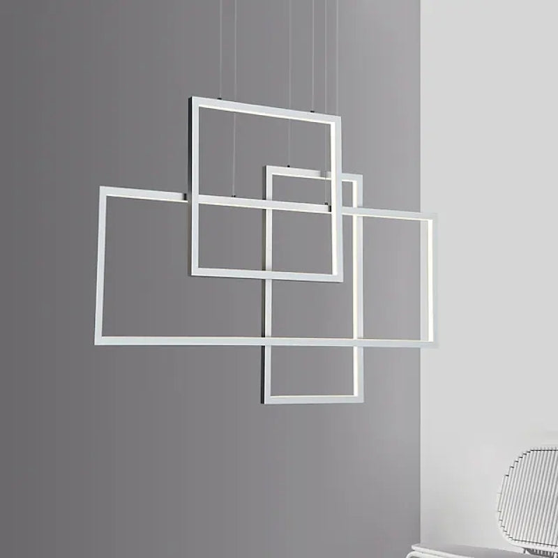 Arisha Lustre Rectangulaire Moderne, Métal/Gel de Silice, Noir/Blanc, Salon - Neutralighting