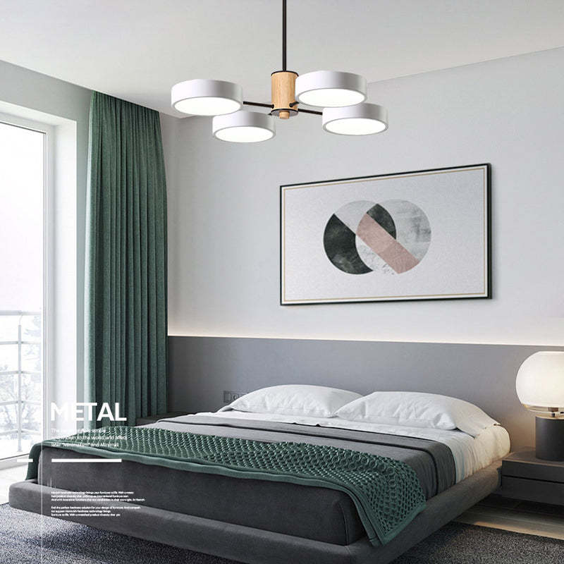 Arisha Plafonnier Cylindre Art Deco, Métal/Bois, Blanc/Vert/Gris, Salon - Neutralighting