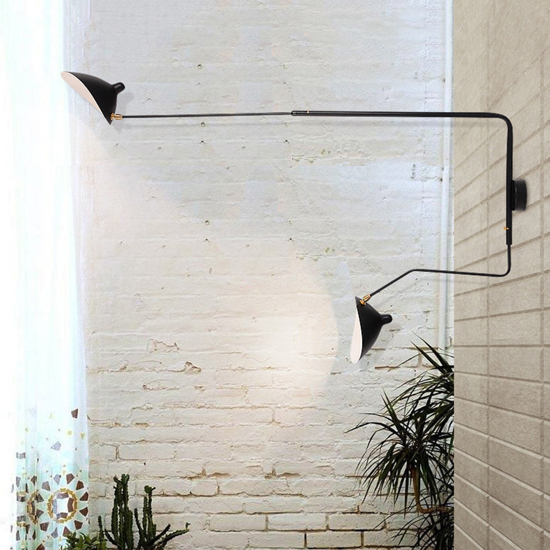 Arisha Simple LED Applique Murale Linéaire Industrielle 1/2 Lumières Métal Noir Salon/Chambre à Coucher - Neutralighting