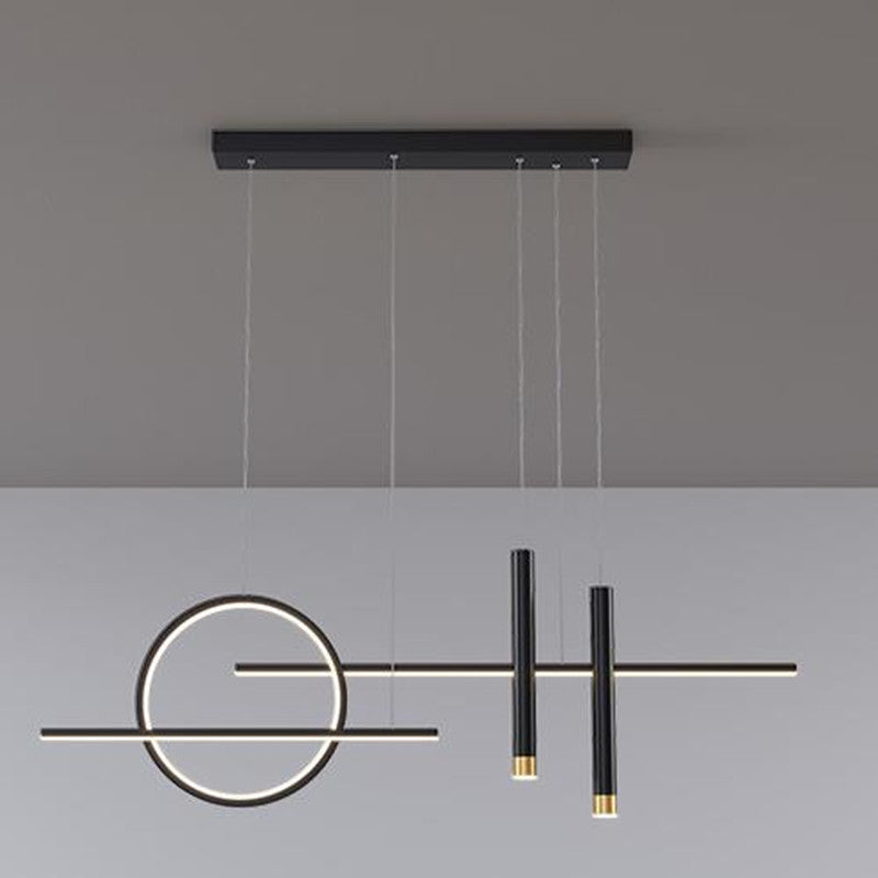 Arisha Suspension Linéaire Moderne, Métal/Acrylique, Noir/Or, Bar/Restaurant - Neutralighting