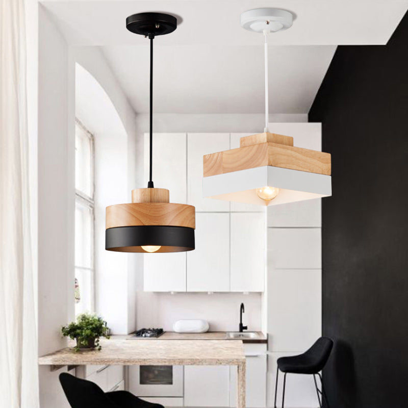 Valentina Suspension, Métal/Bois, Noir/Blanc, Salle à Manger/Salon - Neutralighting