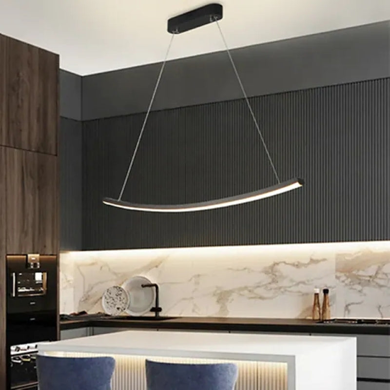 Arisha Suspension Linéaire Minimaliste, Aluminium/Gel de silice, Noir, Salon - Neutralighting