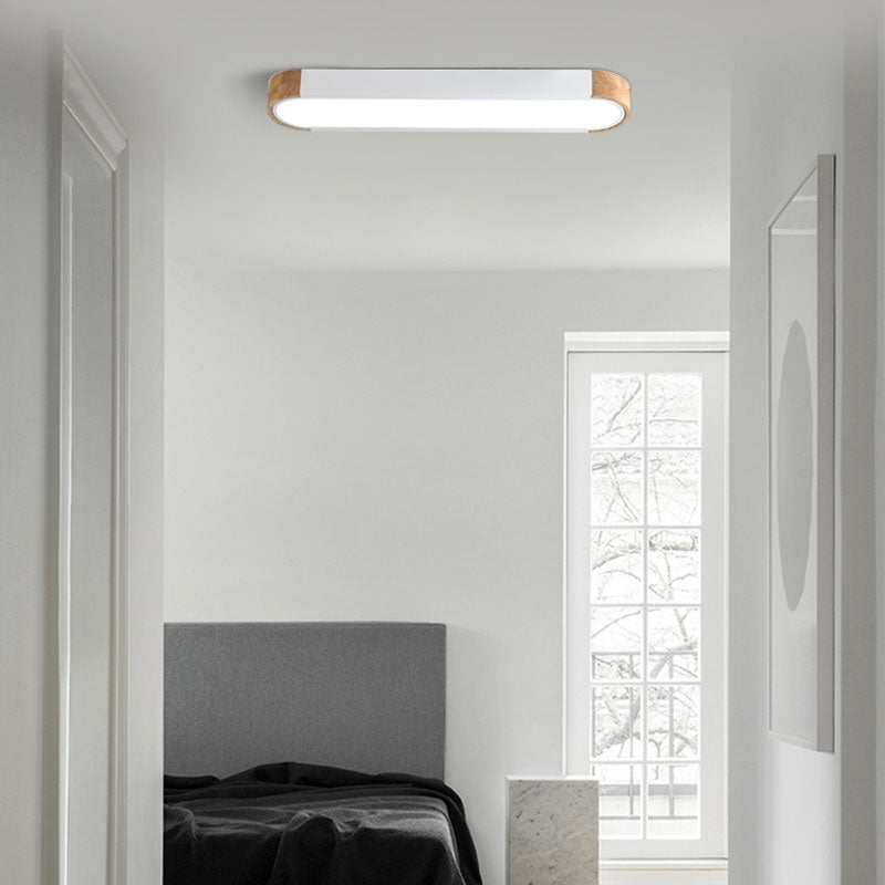 Mero Plafonnier Barre Longue Moderne. Bois/Acrylique. Blanc/Gris/Vert - Neutralighting