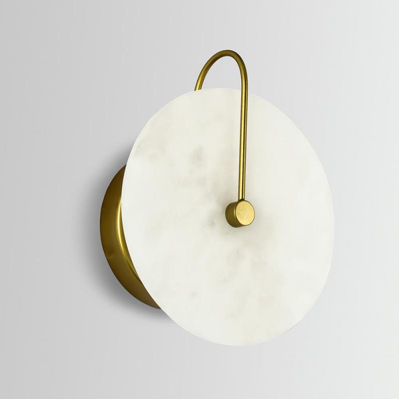 Arisha Applique Murale Ronde Moderne Nordique, Marbre, Noir/Or, Chambre à Coucher/Salon - Neutralighting