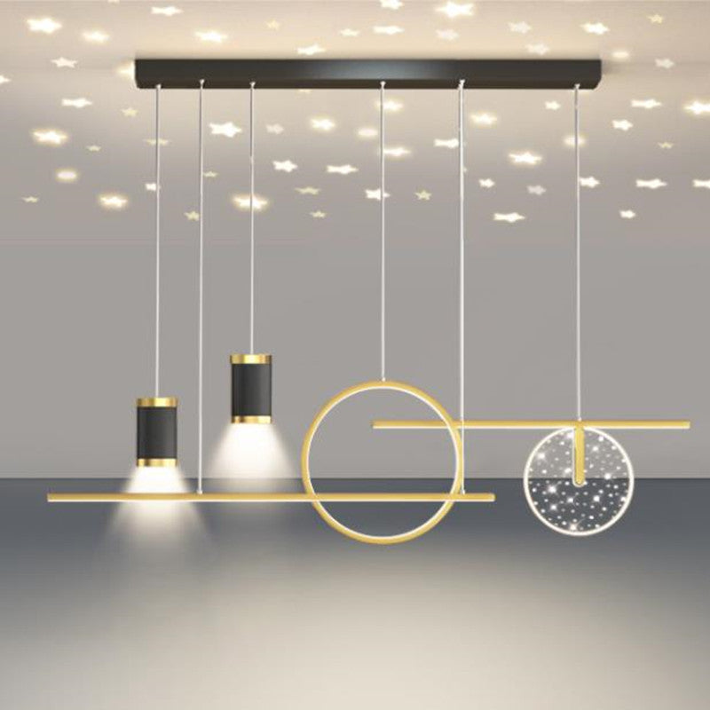 Arisha Luminaires Suspension Etoilé Moderne, Métal, Noir/Blanc/Or, Salon - Neutralighting