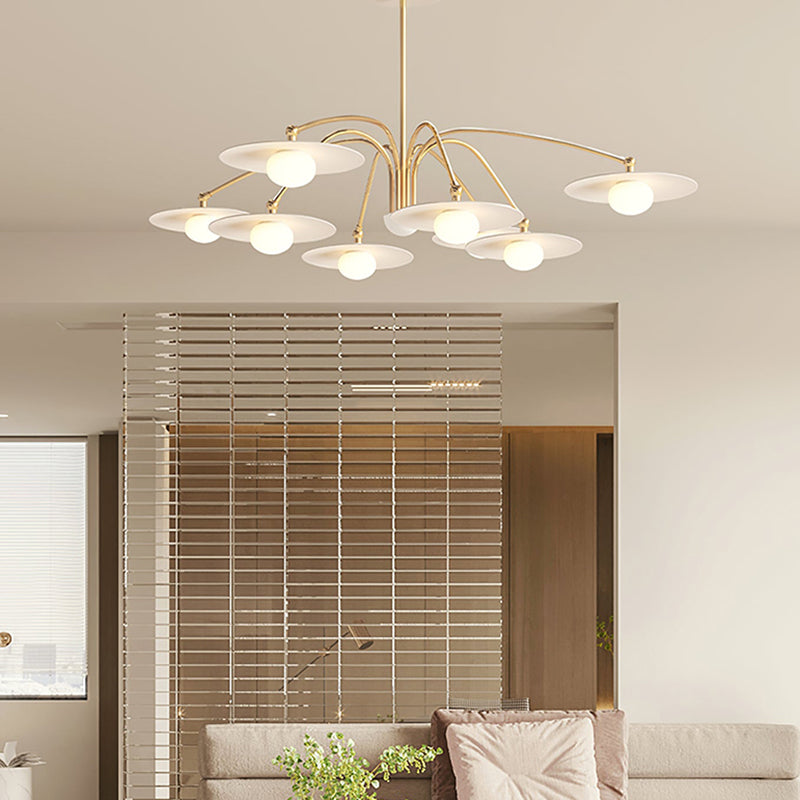 Arisha Suspension Fleur Art Déco, Métal/Verre, Blanc, Salon - Neutralighting