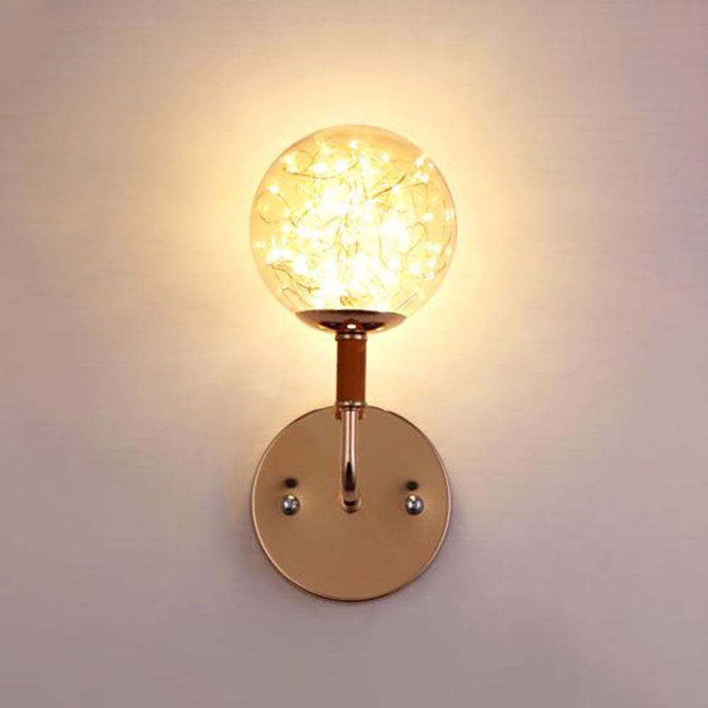 Valentina Applique Murale Bulle Ronde Moderne LED Métal Verre Noir/Or Salon/Chambre à Coucher - Neutralighting
