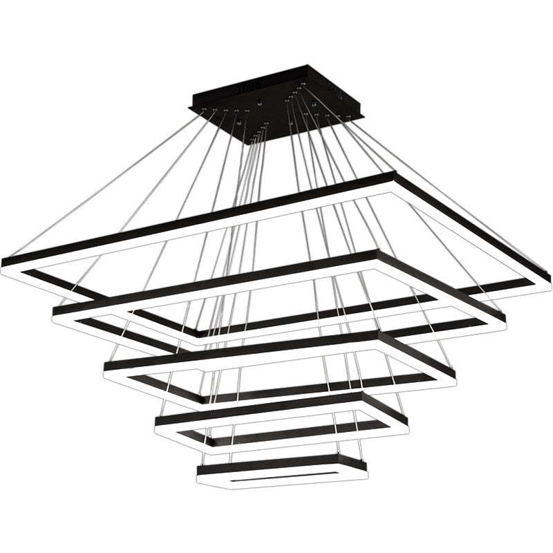 Arisha Suspension Rectangulaire Nordique, Métal/Acrylique, Noir, Chambre à Coucher/Salon - Neutralighting