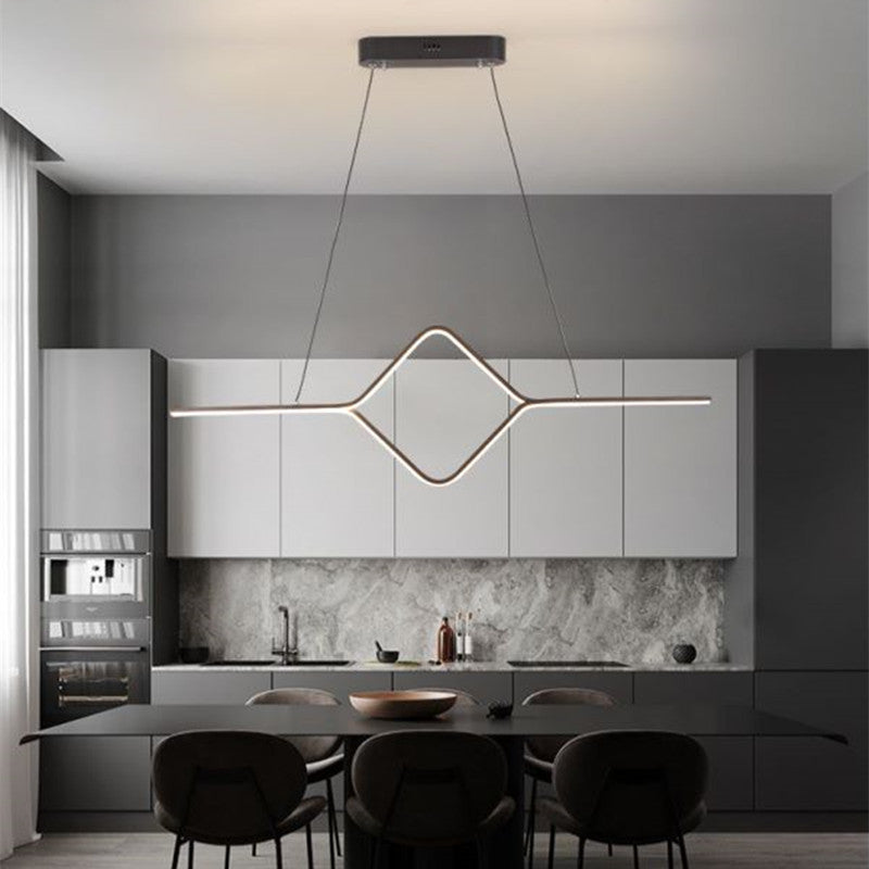 Arisha Suspension Linéaire Simple et Moderne, Métal/ Acrylique, Noir/Or, Salle à Manger - Neutralighting