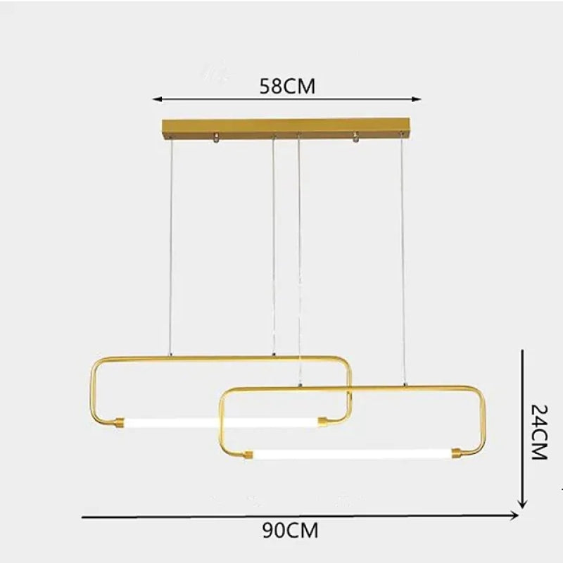 Arisha Suspension Luminaires Rectangulaire LED, Métal, Noir/Or, Salle à Manger - Neutralighting