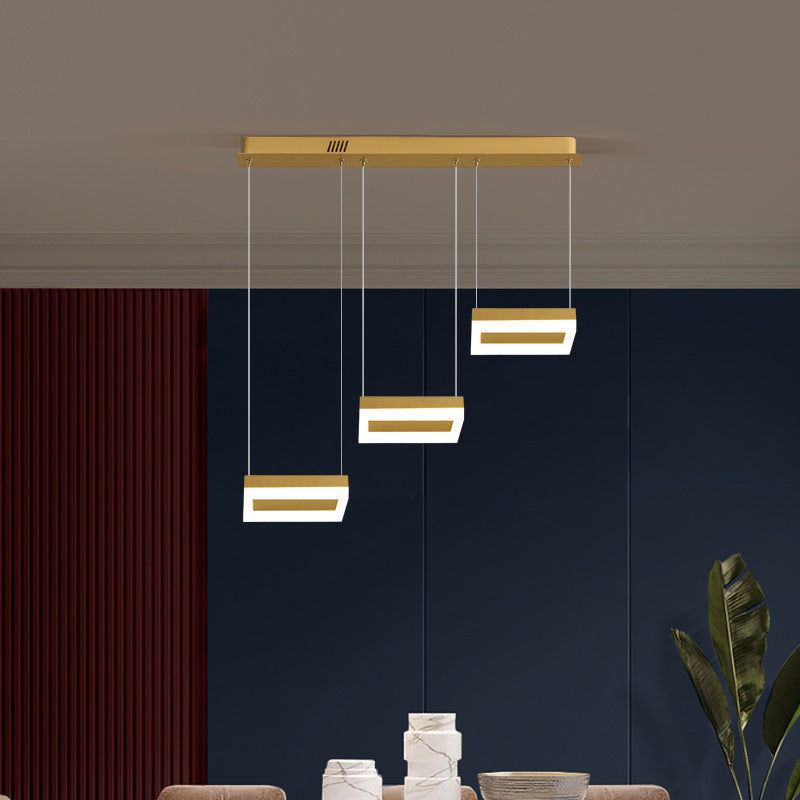 Arisha Suspension Rectangulaire Moderne, Metal/Acrylique, Or, Bureau - Neutralighting