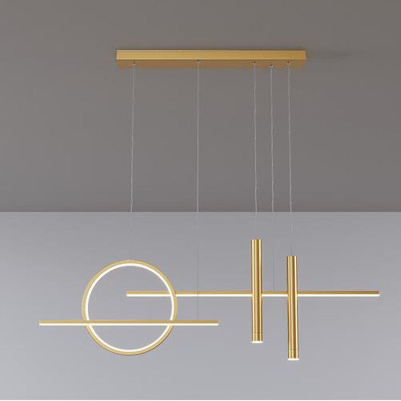 Arisha Suspension Linéaire Moderne, Métal/Acrylique, Noir/Or, Bar/Restaurant - Neutralighting