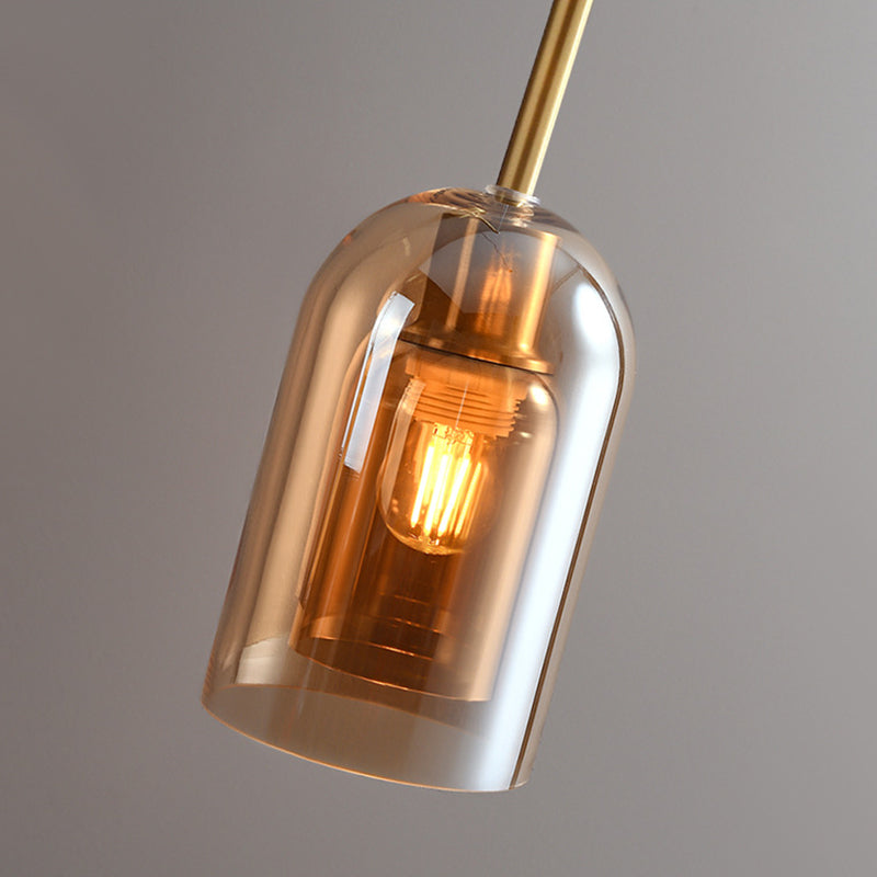 Arisha Plafonnier Cylindre Moderne, Cuivre/Verre, Cognac/Gris Fumé, Salon - Neutralighting