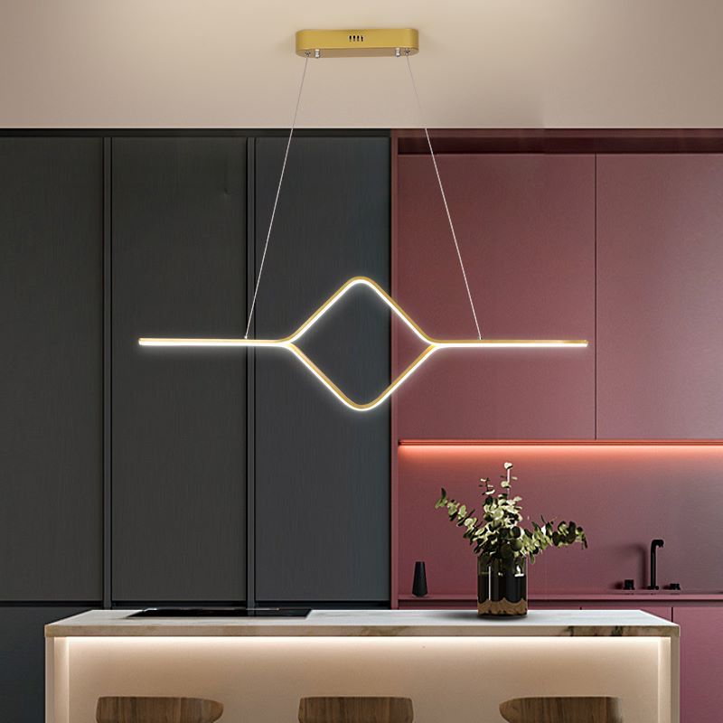 Arisha Suspension Linéaire Simple et Moderne, Métal/ Acrylique, Noir/Or, Salle à Manger - Neutralighting